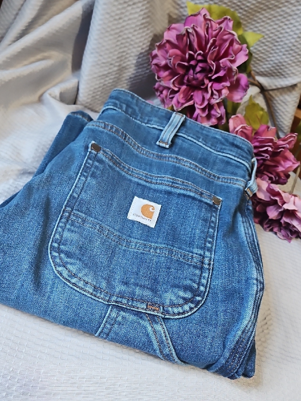 Carhartt Women's Blue Denim Jean  Workwear Coverall Size 4 Short NWOT